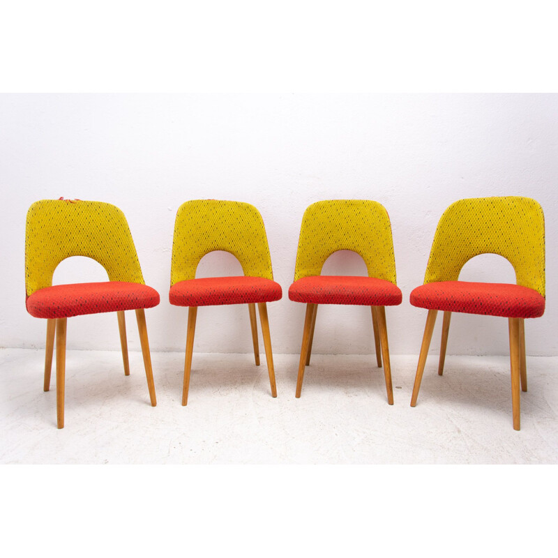 Set of 4 mid century dining chairs by Radomír Hofman for Ton, 1960s