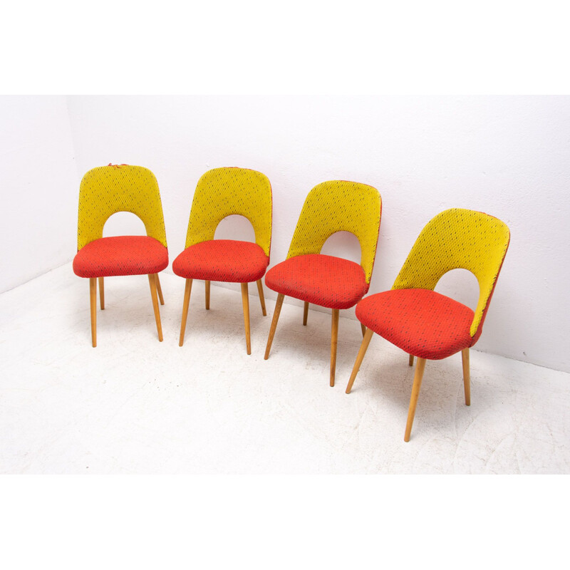 Set of 4 mid century dining chairs by Radomír Hofman for Ton, 1960s