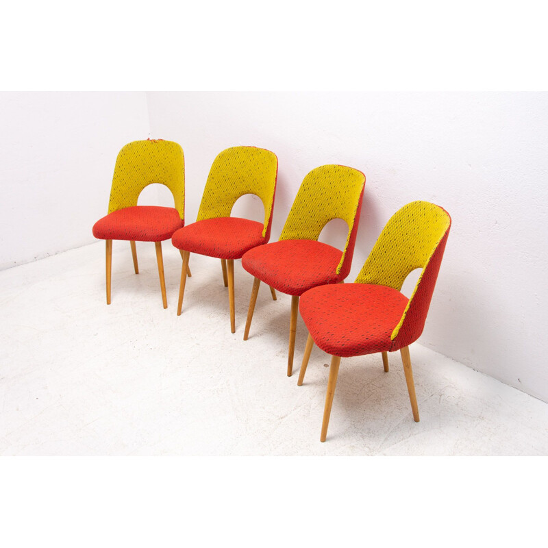 Set of 4 mid century dining chairs by Radomír Hofman for Ton, 1960s