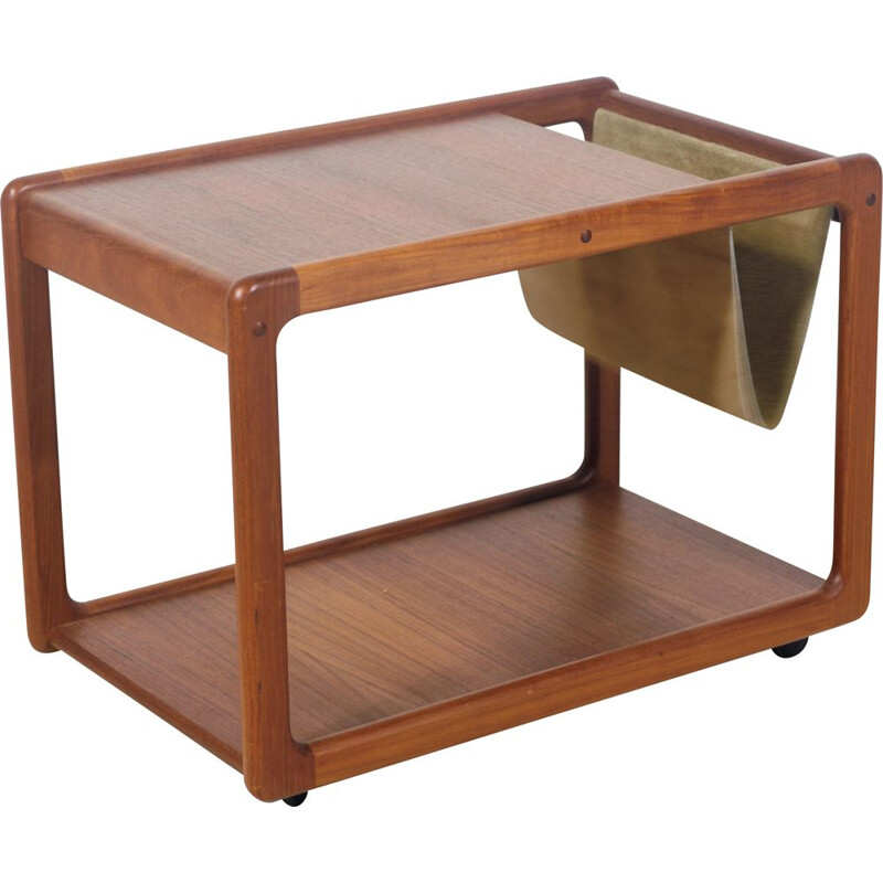 Vintage Danish magazine table in teak and leather by Kaï Kristiansen for Vildbjerg Mobelfabrik