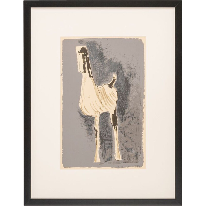 Vintage "Horse" silkscreen in color on heavy paper by Marino Marini, 1960
