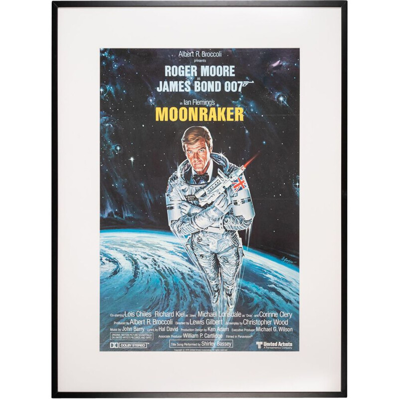 Cartel antiguo de la película "Moonraker" por Daniel Goozee, 1979