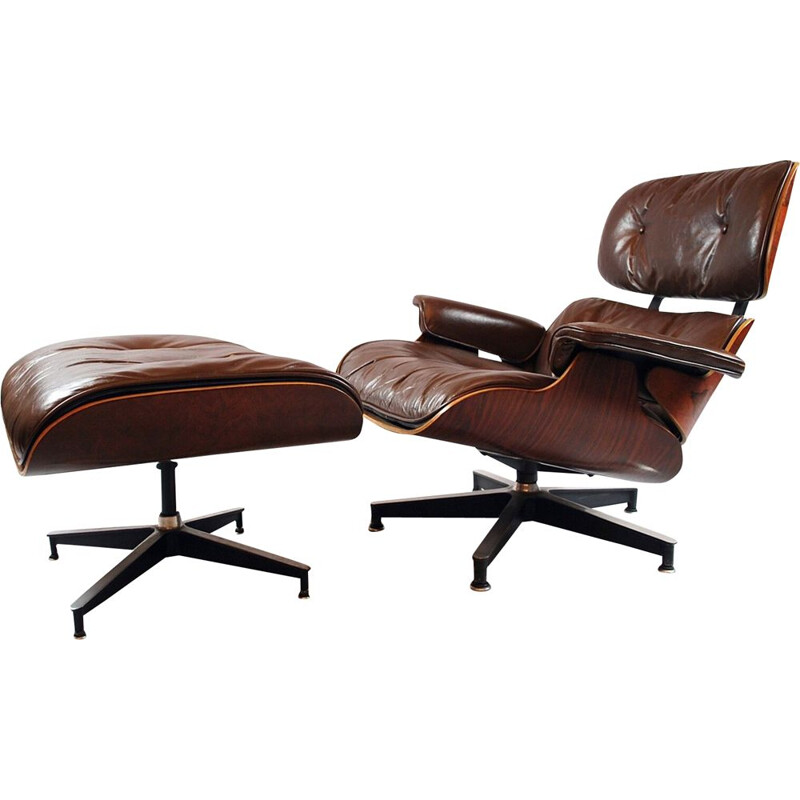 Vintage Eames armchair and ottoman by Herman Miller, 1950s