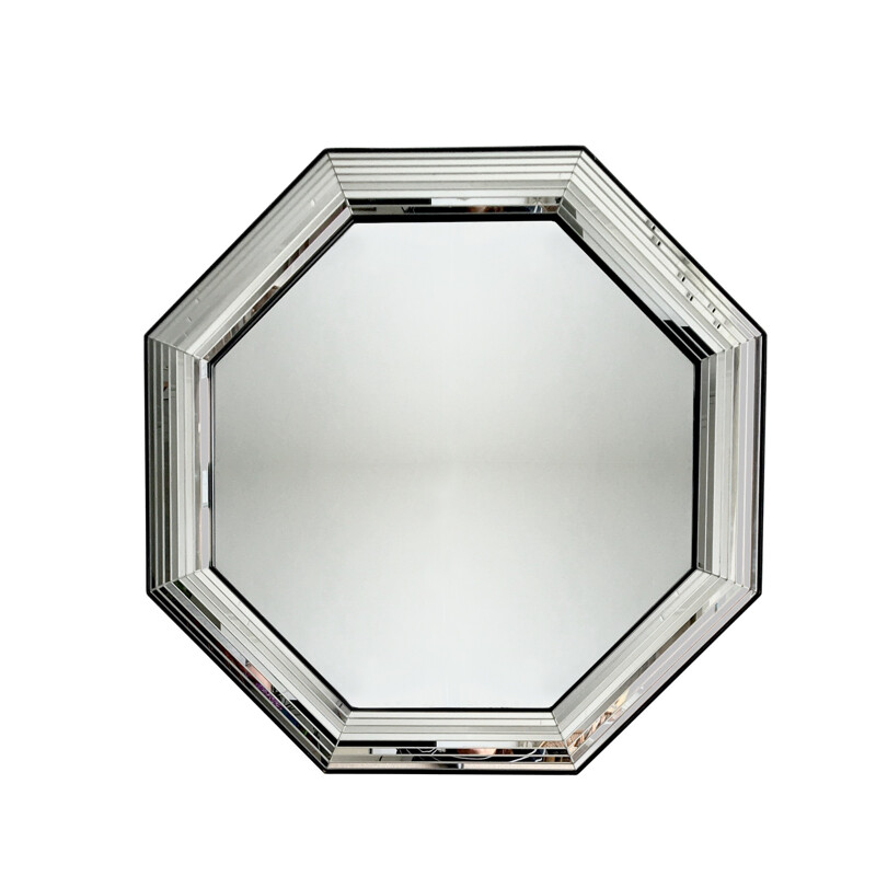 Octagonal mirror in wood - 1970s