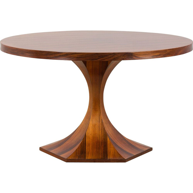 Rosewood vintage round dining table "Clessidra" by Carlo de Carli, Italy 1960s