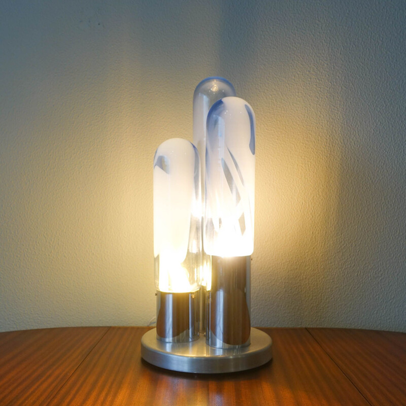 Lampe de table vintage tubulaire par Carlo Nason pour Mazzega, 1970