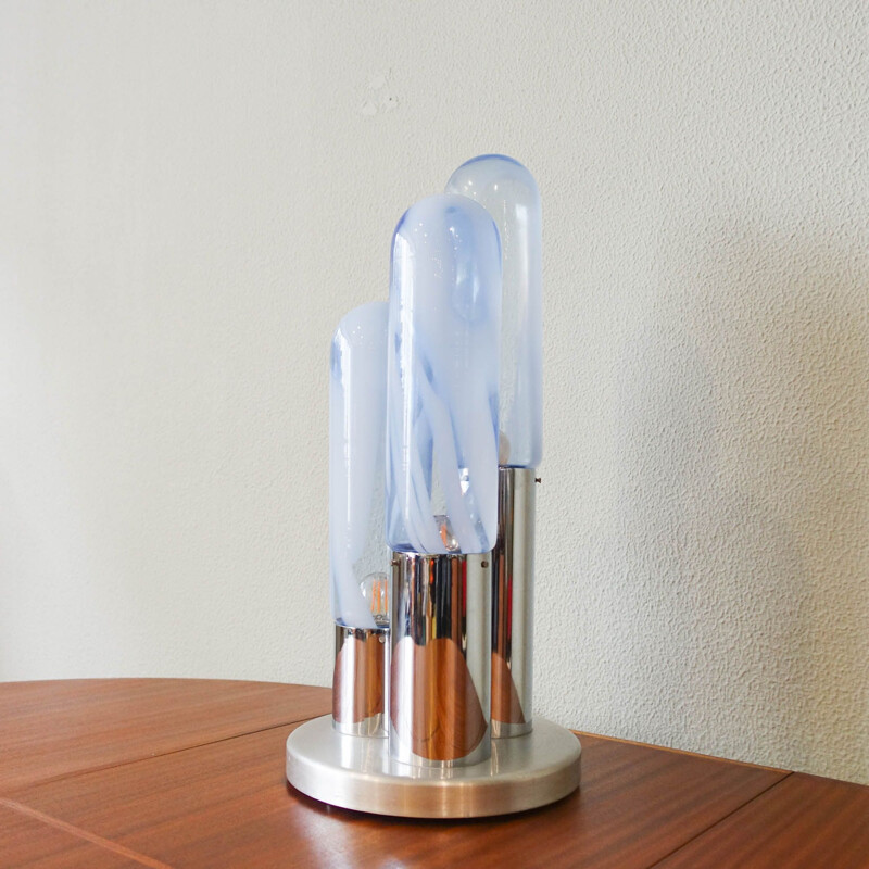 Lampe de table vintage tubulaire par Carlo Nason pour Mazzega, 1970