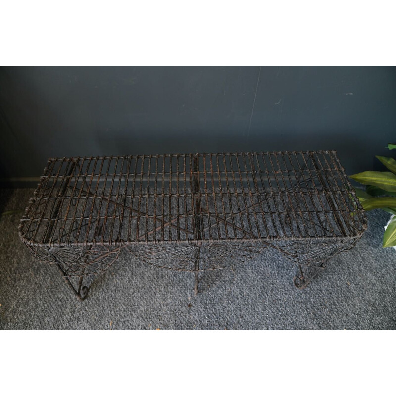 Victorian mid century wrought iron garden wall bench