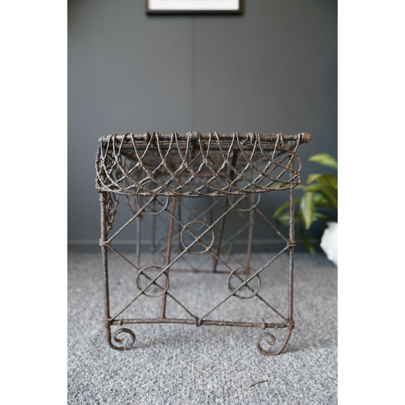 Victorian mid century wrought iron garden wall bench