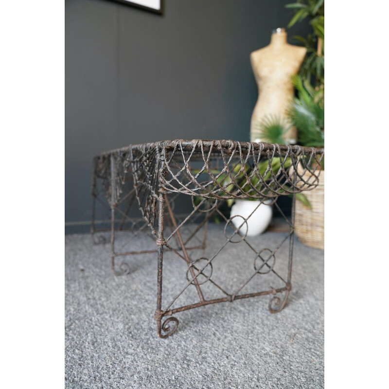 Victorian mid century wrought iron garden wall bench