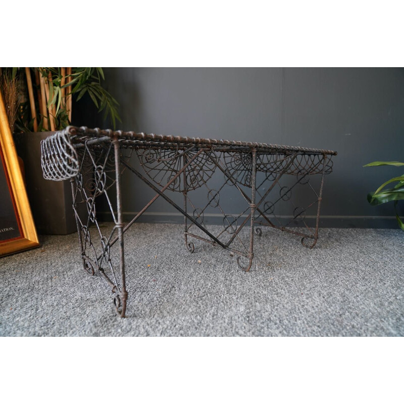 Victorian mid century wrought iron garden wall bench