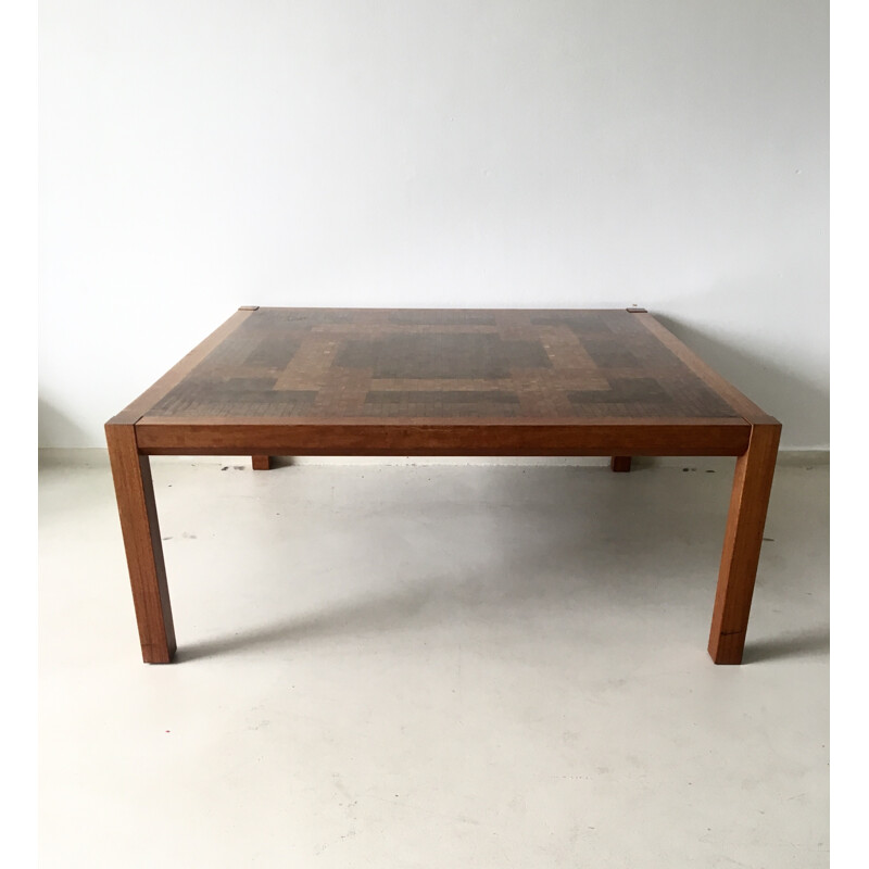 Vintage wooden coffee table by Rolf Middelboe, Denmark 1970