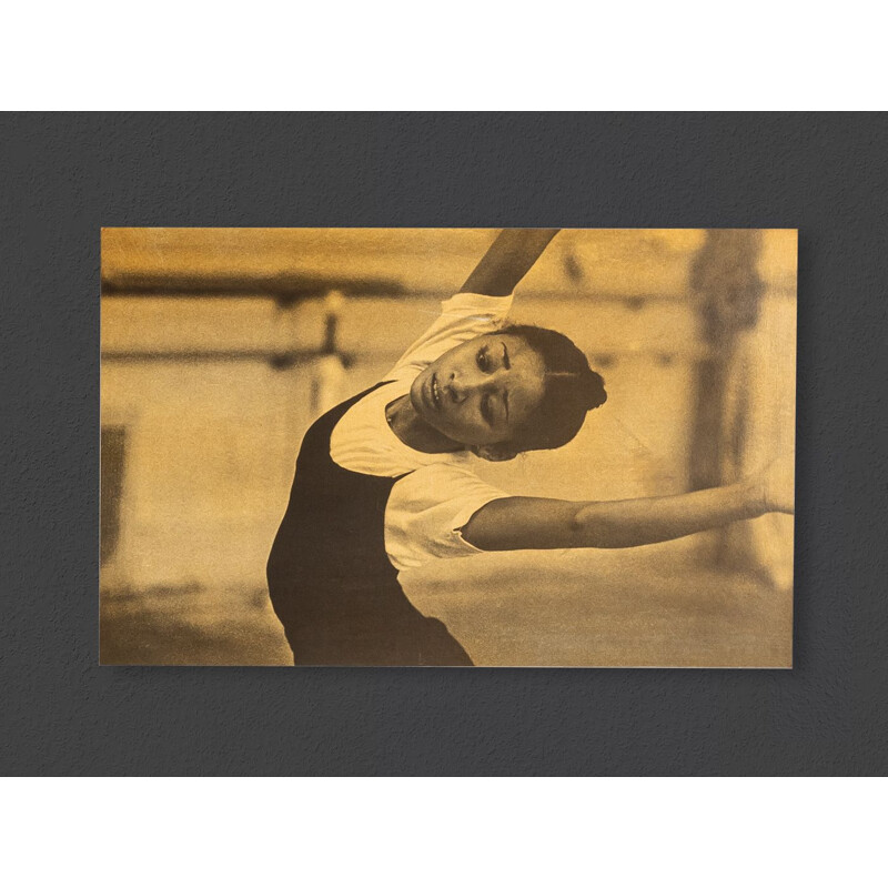 Vintage fotopapier "Stuttgarter Ballett" op houten plaat