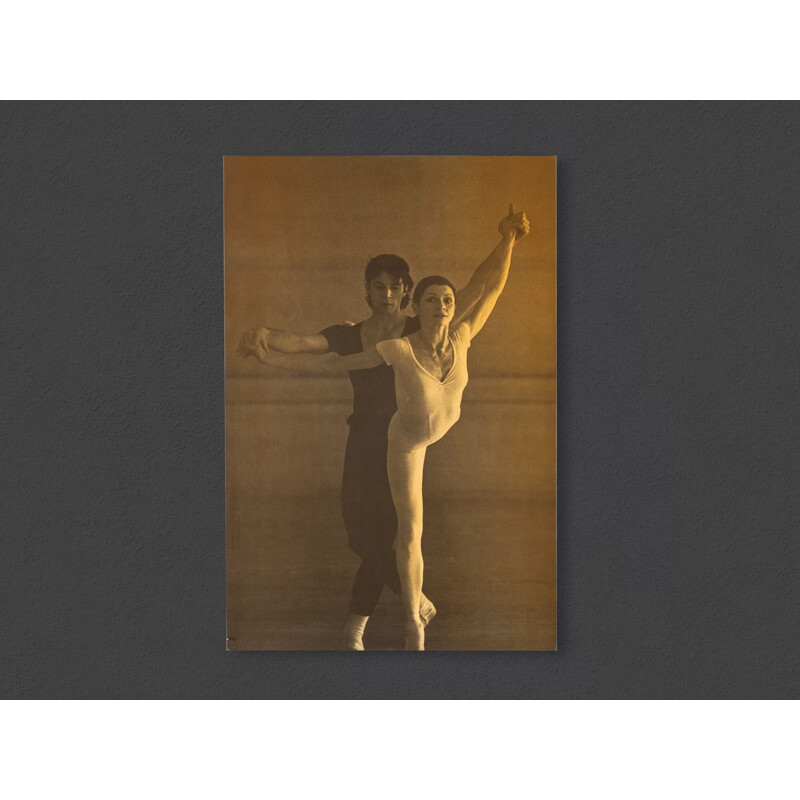 Vintage fotopapier "Stuttgarter Ballett" op houten plaat