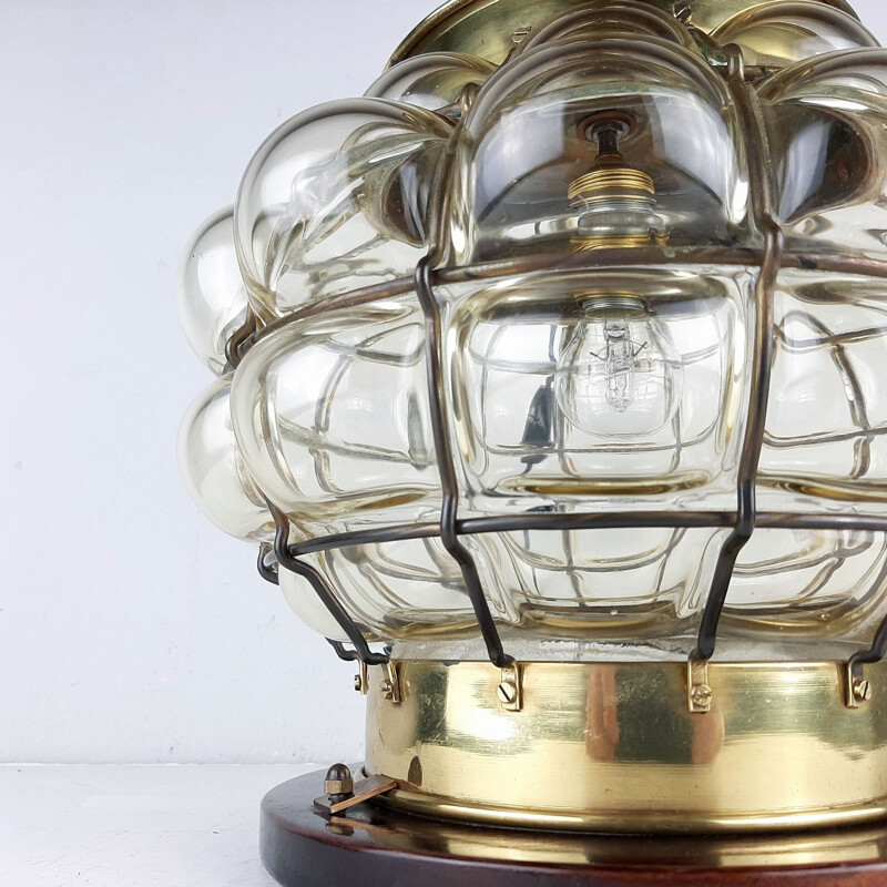 Vintage glass and brass table lamp, Italy 1960s 