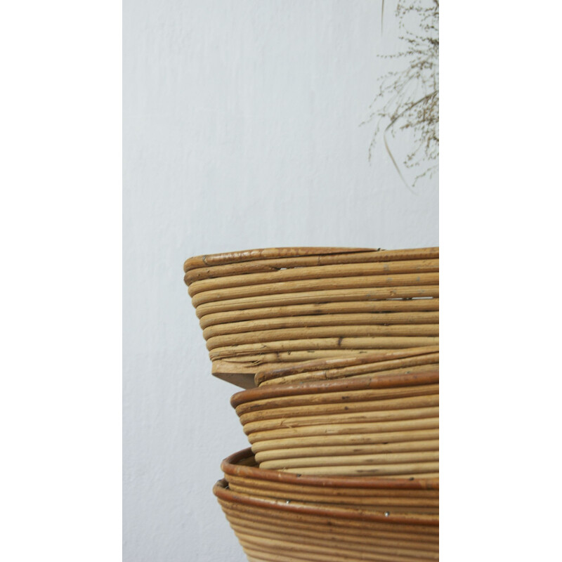 Vintage bread basket in natural rattan