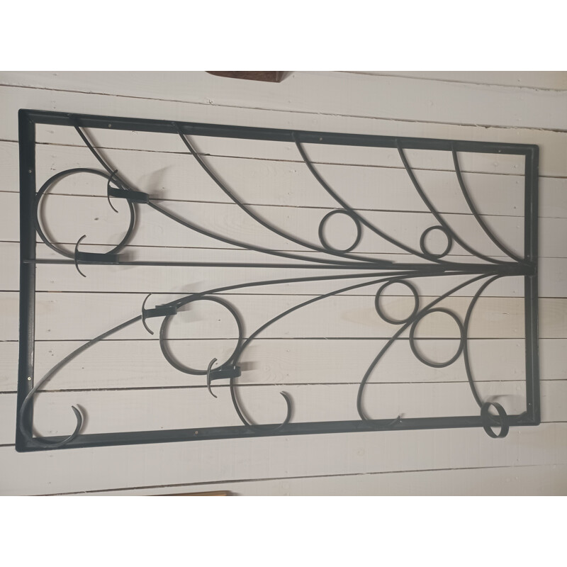 Vintage wrought iron wall coat rack, 1960