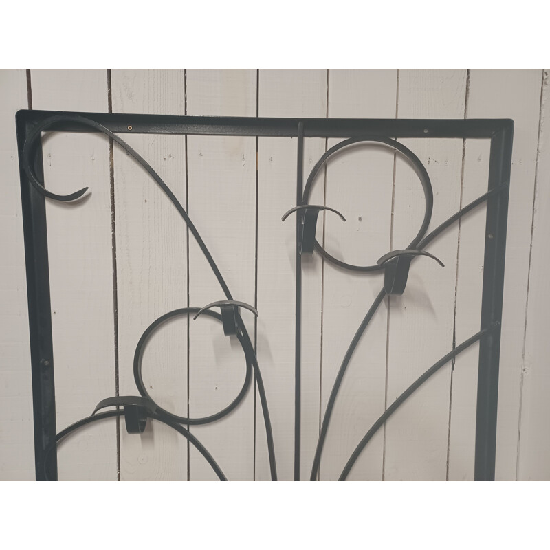 Vintage wrought iron wall coat rack, 1960