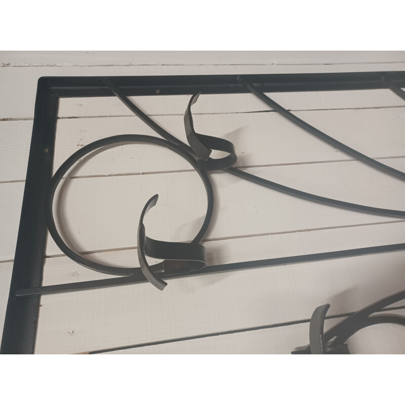 Vintage wrought iron wall coat rack, 1960