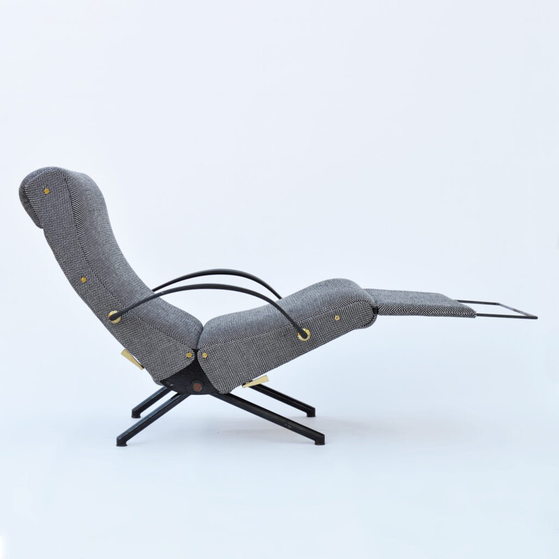 Tecno "P40" lounge chair in metal and grey wool, Osvaldo BORSANI - 1950s