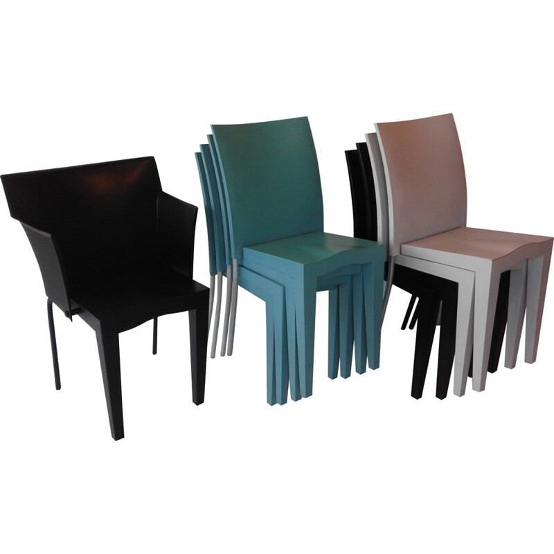 Set of 8 Miss Global chairs and 1 Superglob armchair, Philippe STARCK - 1980s