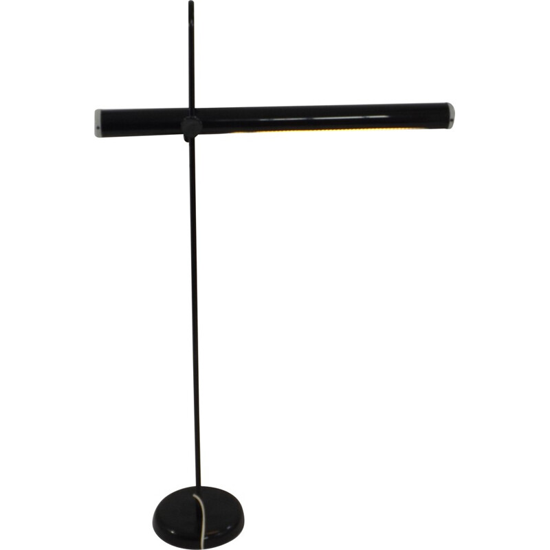 Tube floor lamp in metal and black aluminum - 1970s