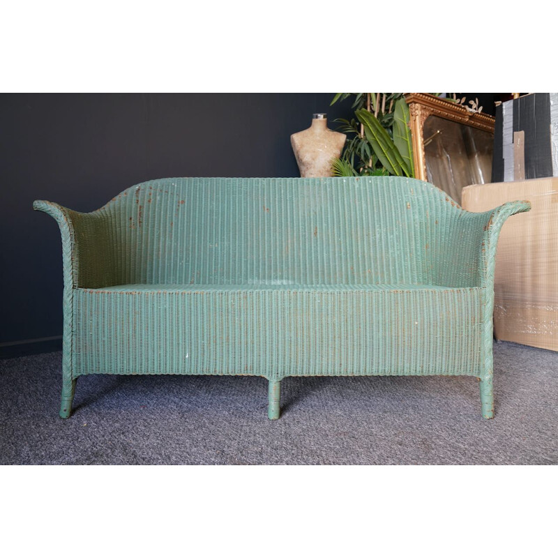 Mid century Lloyd Loom sofa green