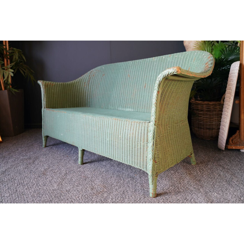 Mid century Lloyd Loom sofa green