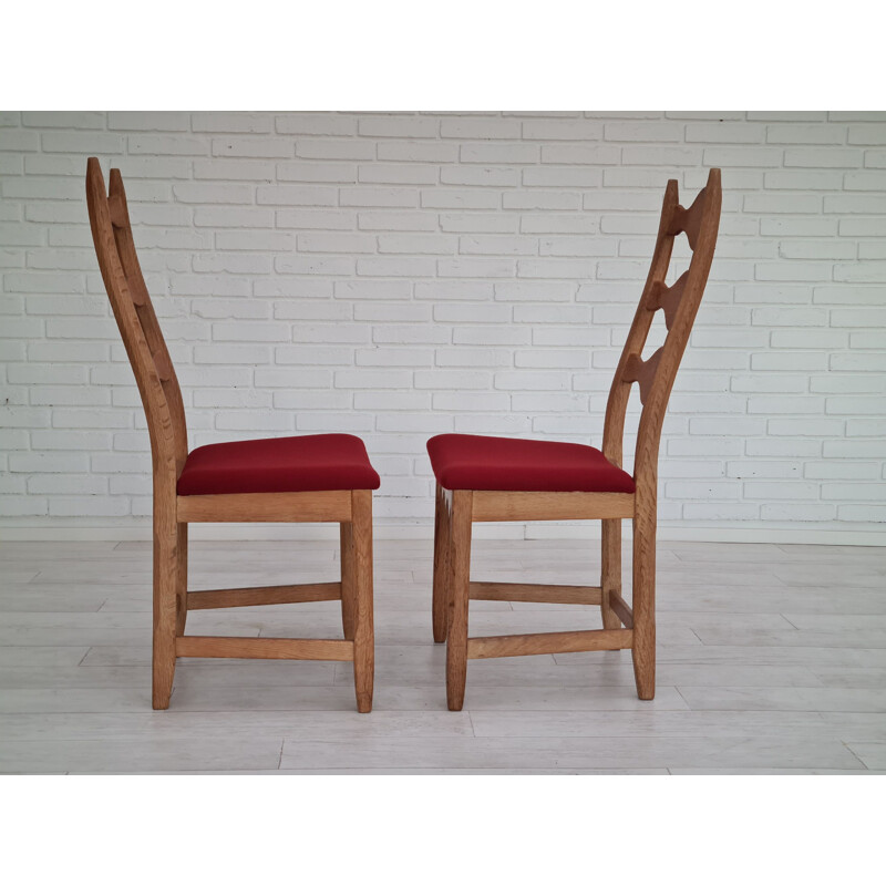 Pair of vintage Danish chairs in oak wood by Henning Kjærnulf, 1960s