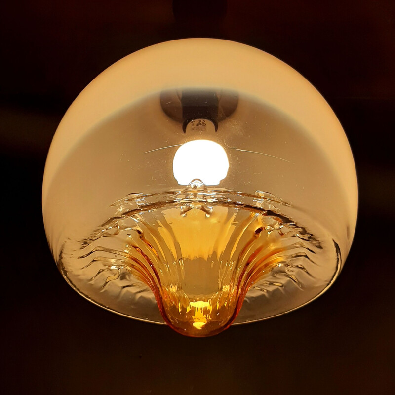 Lámpara de suspensión vintage de cristal de murano de Mazzega, Italia 1960