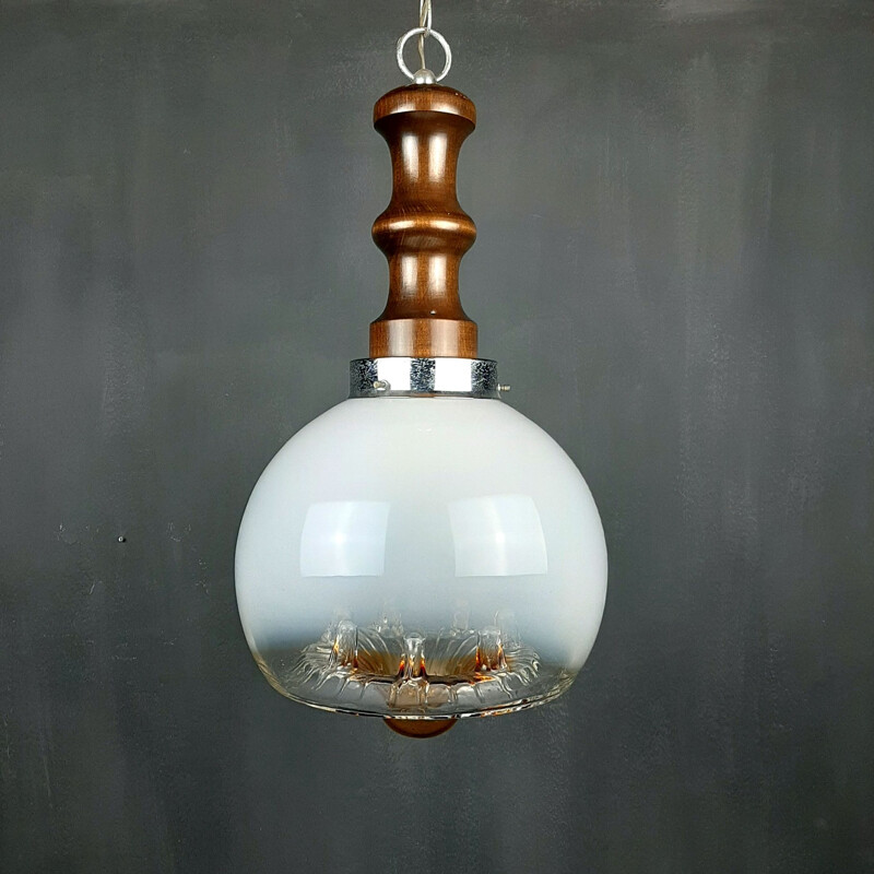 Vintage murano glazen hanglamp van Mazzega, Italië 1960