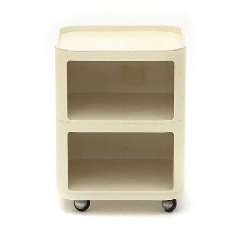 Vintage "Componibili" square white night stand by Anna Castelli for Kartell, 1960s