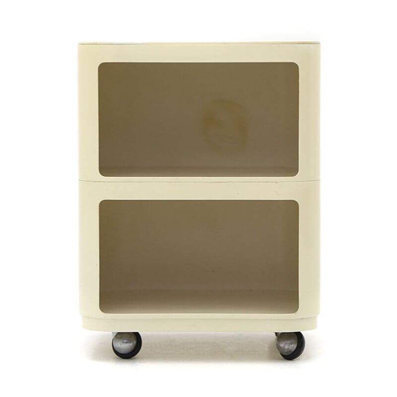Table de chevet carrée blanche vintage "Componibili" par Anna Castelli pour Kartell, 1960