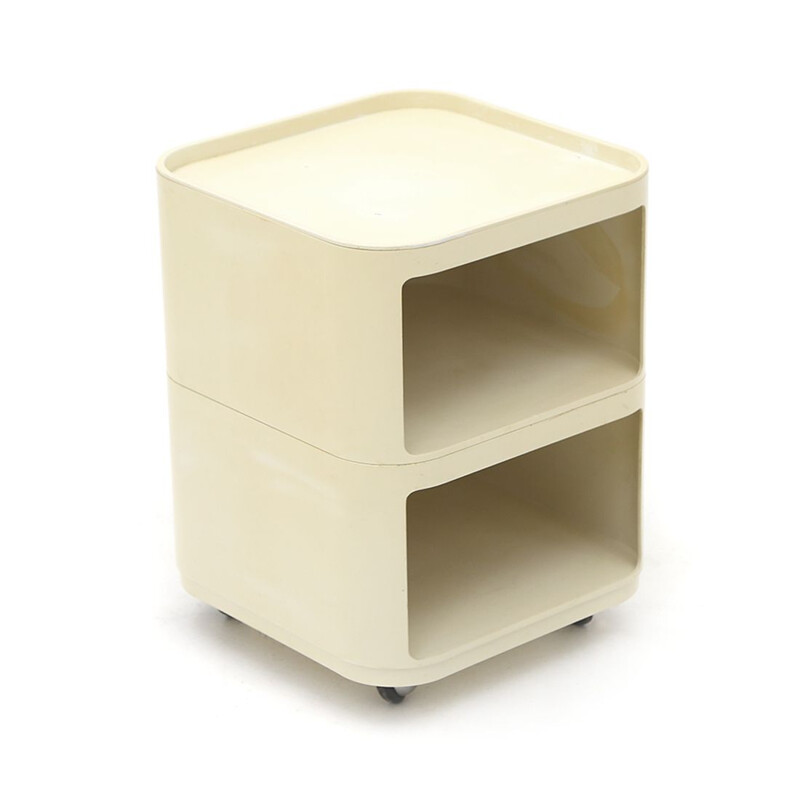 Vintage "Componibili" square white night stand by Anna Castelli for Kartell, 1960s