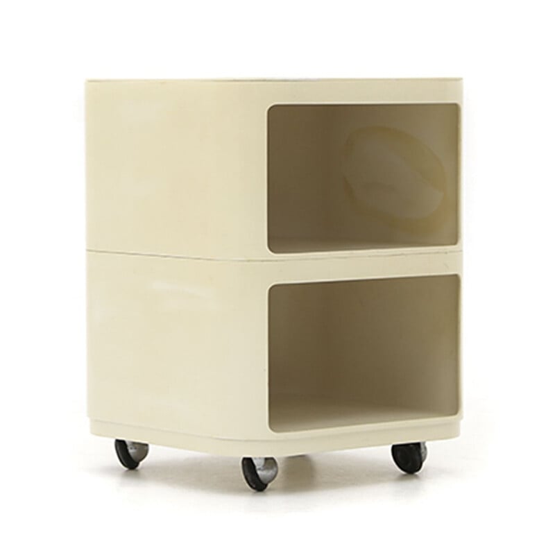 Vintage "Componibili" square white night stand by Anna Castelli for Kartell, 1960s