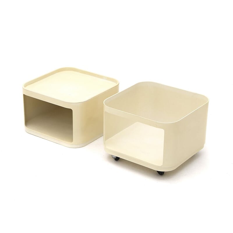 Vintage "Componibili" square white night stand by Anna Castelli for Kartell, 1960s