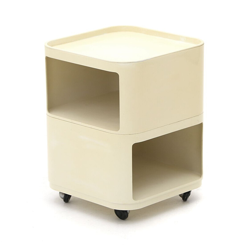 Vintage "Componibili" square white night stand by Anna Castelli for Kartell, 1960s