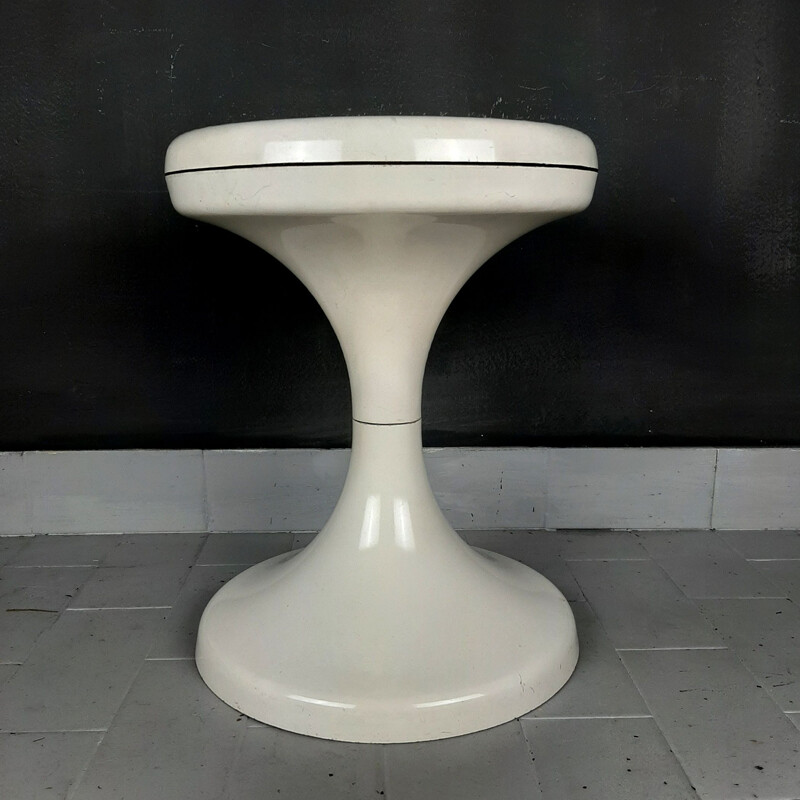 Mid-century white plastic stool Jurcek by Finzgar and Zorman for Meblo, Yugoslavia 1970s
