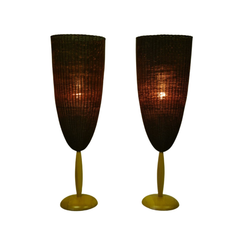 Pair of vintage rattan floor lamps by Pierantonio Botancino, Italy 1990s