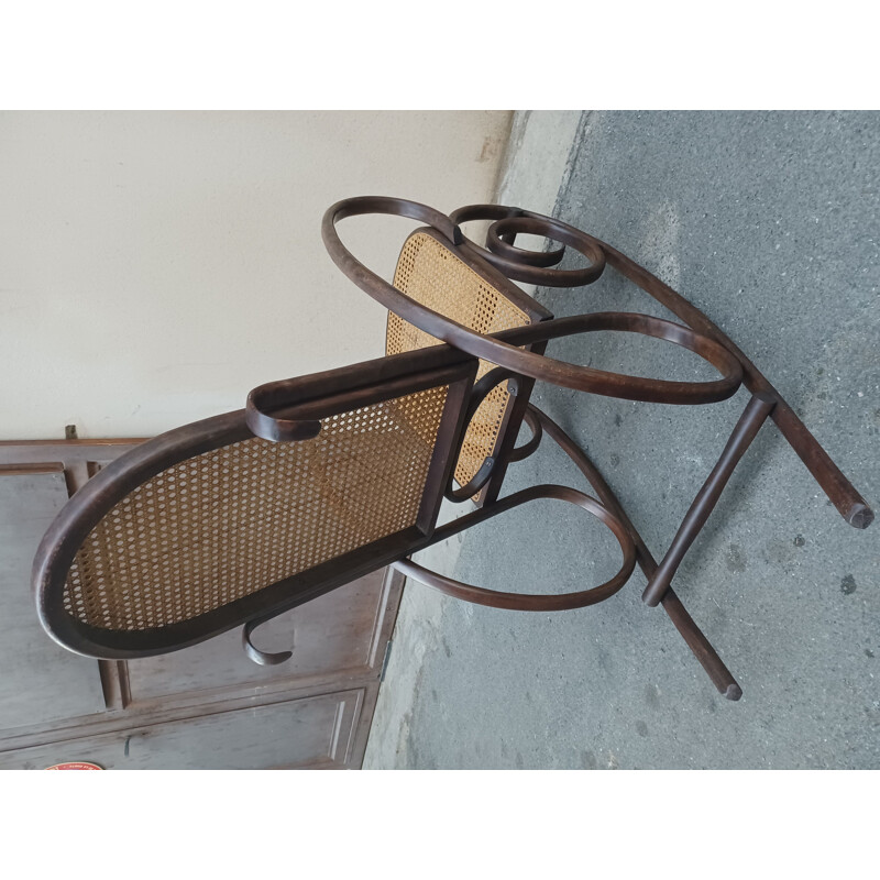Chaise à bascule vintage en bois courbé, 1900