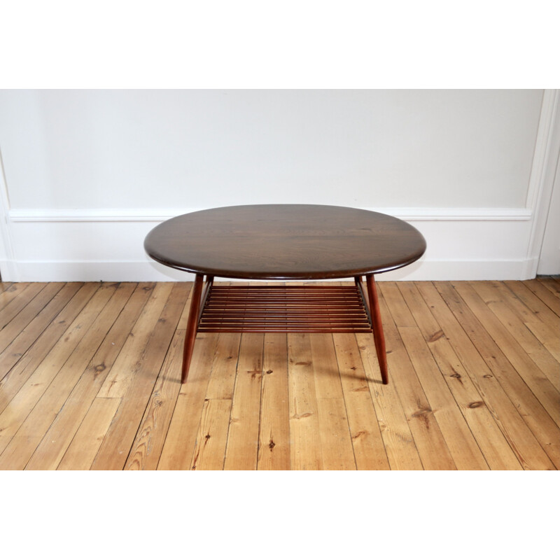 Table basse scandinave vintage ovale par Lucien Ercolani pour Ercol, 1960