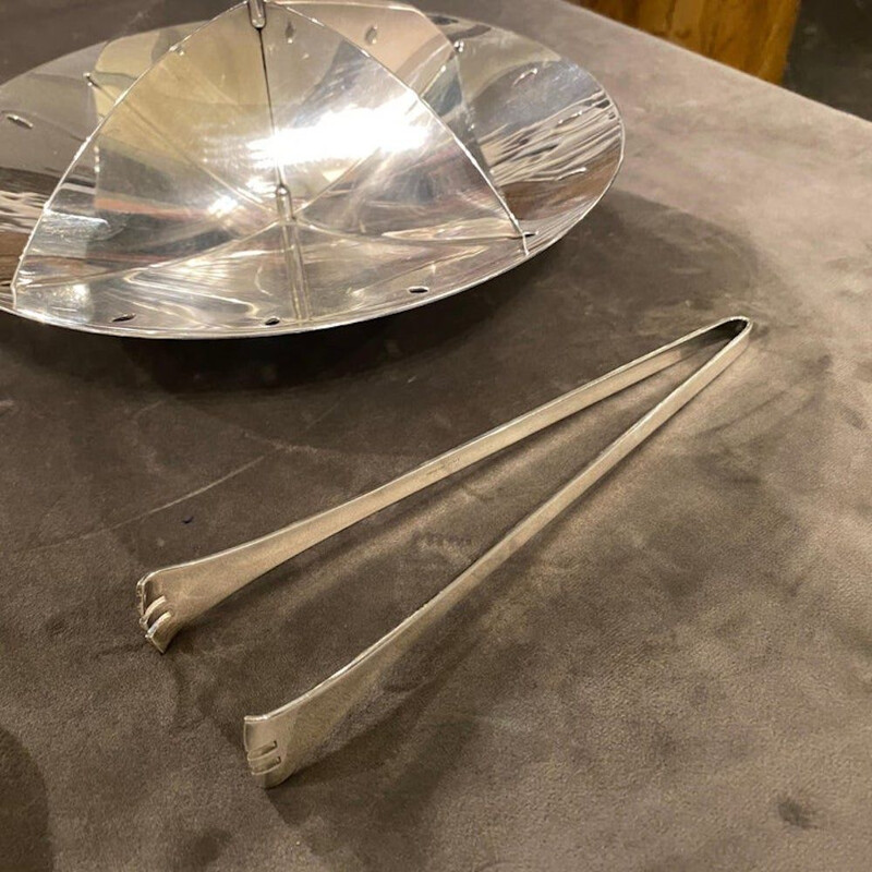 Vintage modernist Italian centerpiece and tongs by Lino Sabattini, 1970s