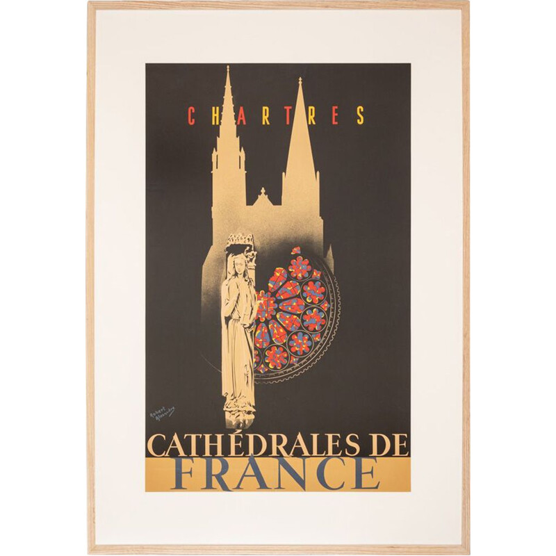 Vintage art deco cartaz "Chartres - Cathedrals of France" de Robert Alexandre, 1930