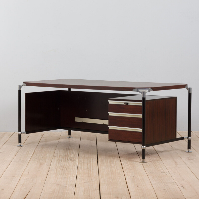 Vintage Urio executive desk in rosewood by Luisa Parisi for Mim, Italy 1950s