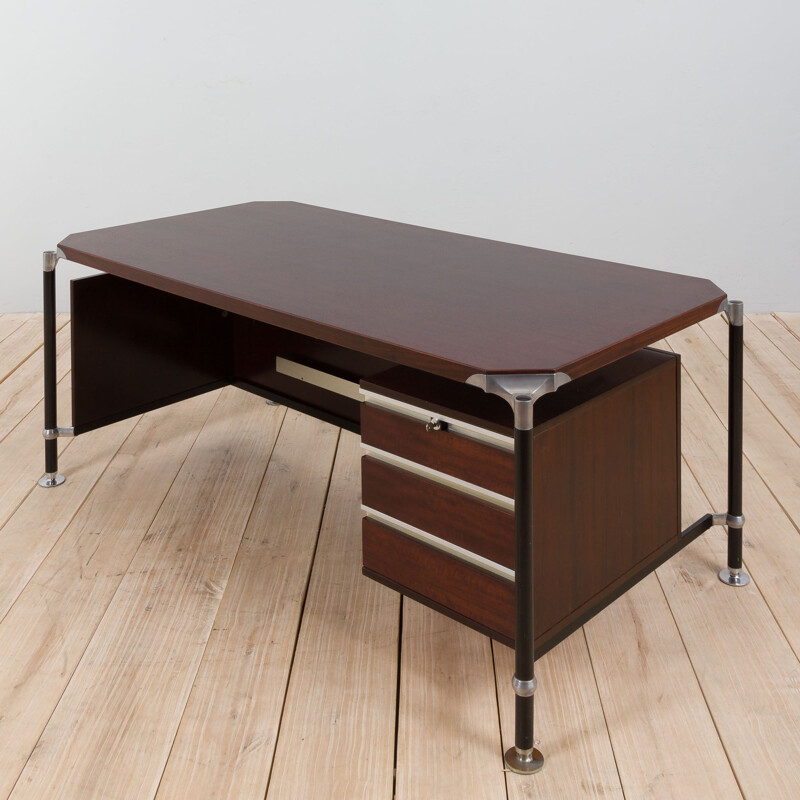 Vintage Urio executive desk in rosewood by Luisa Parisi for Mim, Italy 1950s