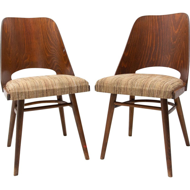 Pair of vintage bentwood chairs by Radomír Hofman for Ton, Czechoslovakia 1960