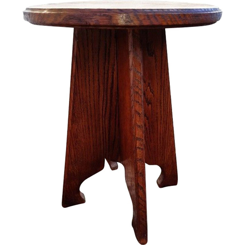 Vintage Art Populaire stool in wood