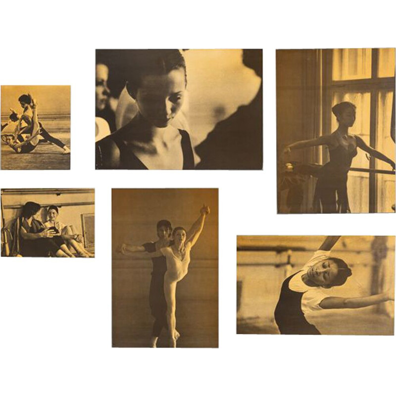 Carta fotografica d'epoca "Stuttgarter Ballett" su lastra di legno