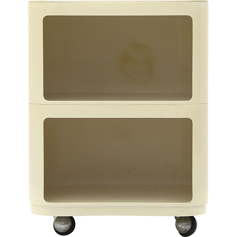 Table de chevet carrée blanche vintage "Componibili" par Anna Castelli pour Kartell, 1960