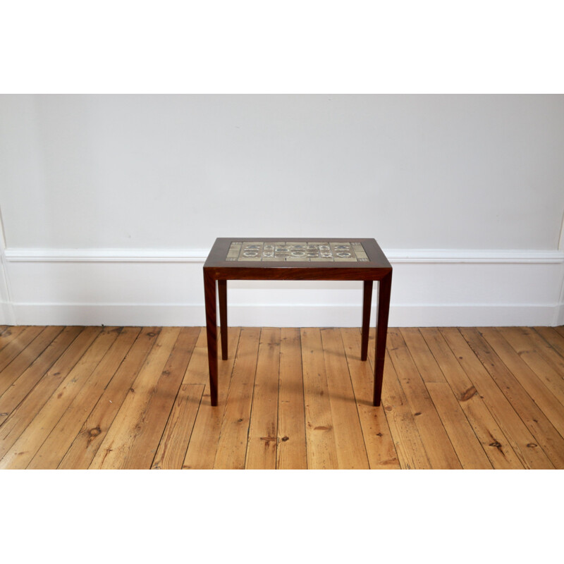 Vintage Scandinavian ceramic and rosewood coffee table by Severin Hansen for Haslev Møbelsnedkeri, 1960